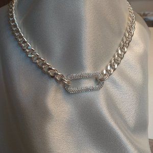 Nine West Thick Rope Chain & Rhinestone Necklace